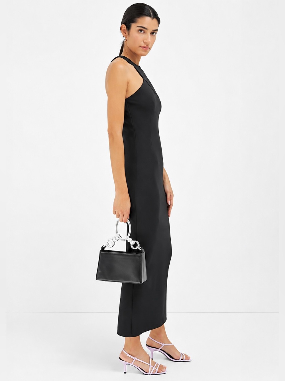Marcella NYC Sabrina Dress Ponte Cocktail Asymmetric Midi Size XS - Picture 4 of 16